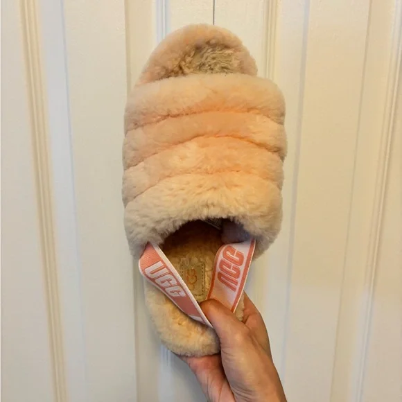 UGG Soft Peach Fluffy Slippers - Picture 5 of 5